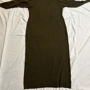 Peruvian Connection XL Olive Green LS Turtleneck Dress 100% Pima Cotton